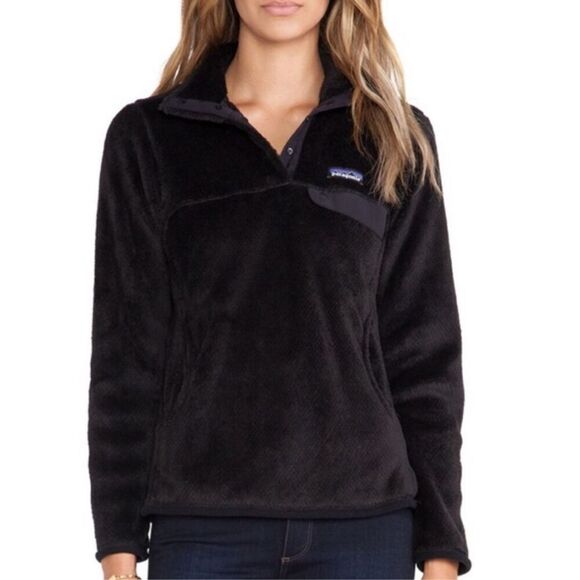 Patagonia re tool black fleece pullover sweater size medium - Picture 1 of 6